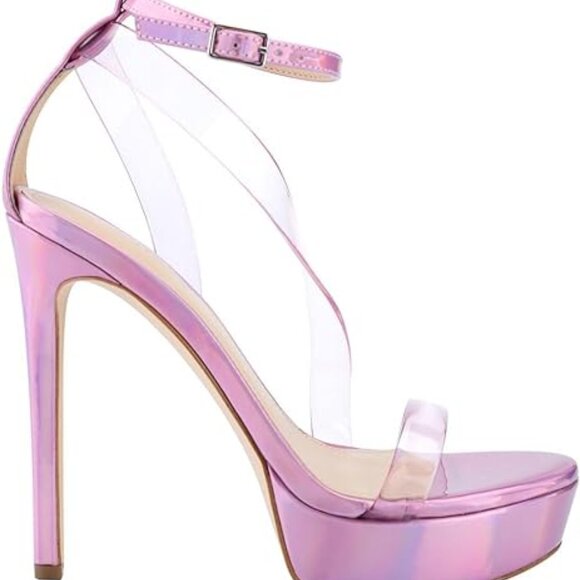 Guess Womens CASILDA Stilettos Ankle Strap Pumps  Light Purple 9.5M - Picture 5 of 6